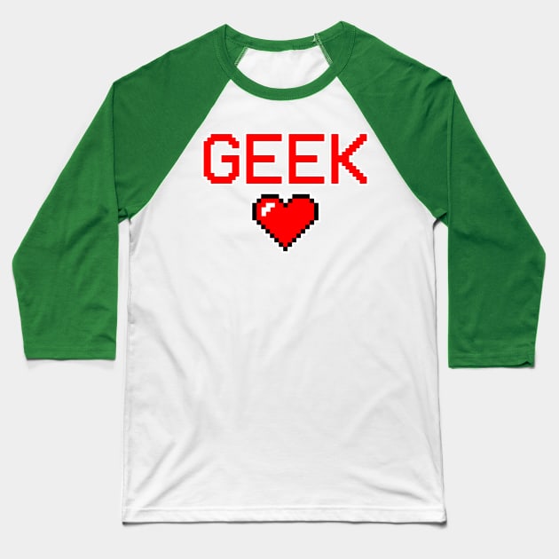 Pixel Heart Retro Video game Geek gift Baseball T-Shirt by Scar